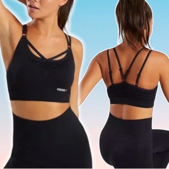 Gymshark Other - GYMSHARK Energy Seamless Strappy Sports Bra Sz Medium Black